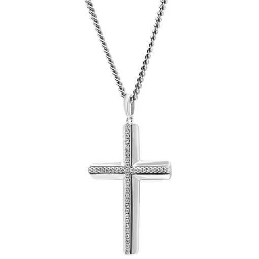 1/4 Ct. Tw. Diamond Cross Pendant In Sterling Silver