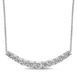 1 1/2 Ct. Tw. Diamond Curved Bar Necklace In 14K White Gold