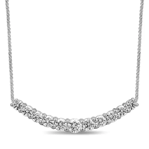 1 1/2 Ct. Tw. Diamond Curved Bar Necklace In 14K White Gold