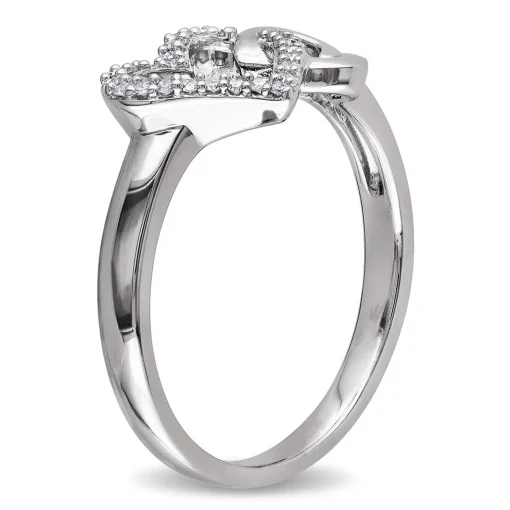 1/10 Ct. Tw. Diamond Double Heart Ring In Sterling Silver