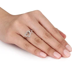 1/10 Ct. Tw. Diamond Double Heart Ring In Sterling Silver