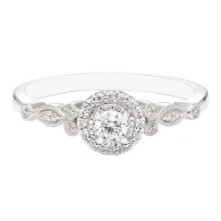 1/7 Ct. Tw. Diamond Halo Promise Ring In 10K White Gold