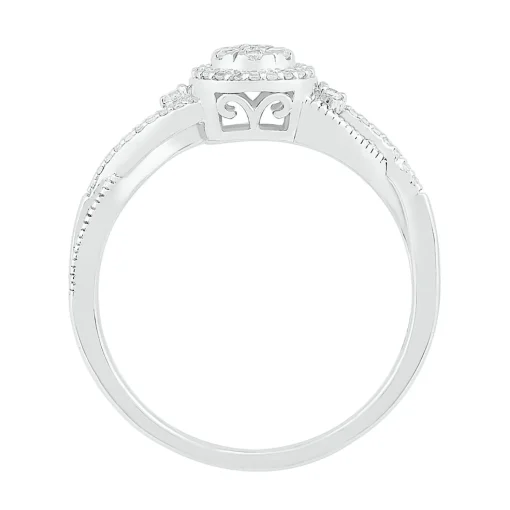1/7 Ct. Tw. Diamond Halo Promise Ring In Sterling Silver
