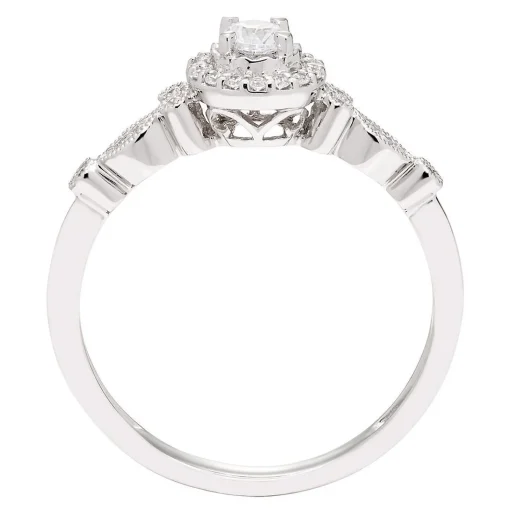 1/7 Ct. Tw. Diamond Halo Promise Ring In 10K White Gold