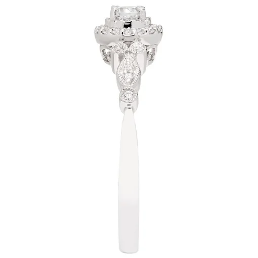 1/7 Ct. Tw. Diamond Halo Promise Ring In 10K White Gold