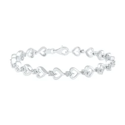 1/10 Ct. Tw. Diamond Heart Bracelet In Sterling Silver