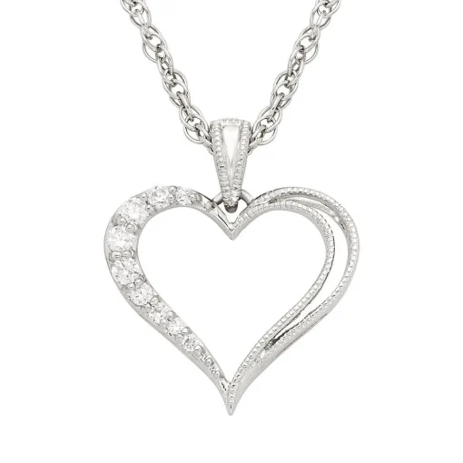 1/10 Ct. Tw. Diamond Heart Pendant In Sterling Silver