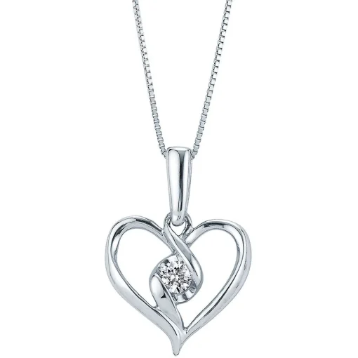 1/10 Ct. Tw. Diamond Heart Pendant In 10K White Gold
