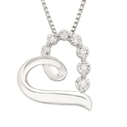 1/10 Ct. Tw. Diamond Heart Pendant In Sterling Silver