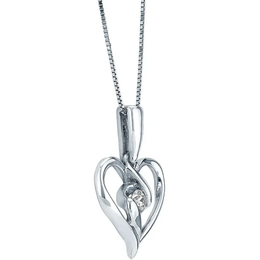 1/10 Ct. Tw. Diamond Heart Pendant In 10K White Gold