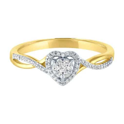 1/8 Ct. Tw. Diamond Heart Promise Ring In 10K Yellow Gold