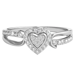 1/10 Ct. Tw. Diamond Heart Promise Ring In Sterling Silver