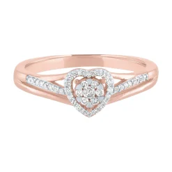 1/10 Ct. Tw. Diamond Heart Ring In 10K Rose Gold