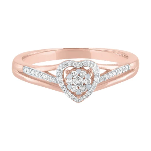 1/10 Ct. Tw. Diamond Heart Ring In 10K Rose Gold