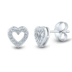 1/10 Ct. Tw. Diamond Heart Stud Earrings In 10K White Gold
