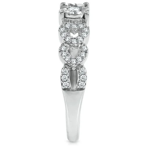 1/7 Ct. Tw. Diamond Hearts Promise Ring In Sterling Silver