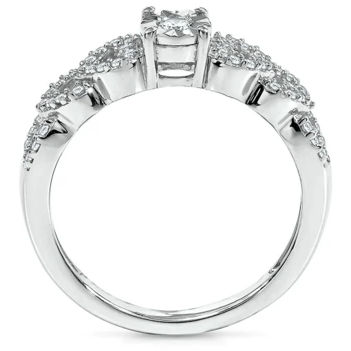 1/7 Ct. Tw. Diamond Hearts Promise Ring In Sterling Silver