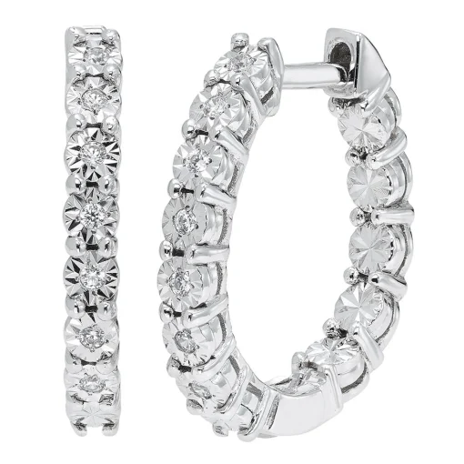 1/10 Ct. Tw. Diamond Hoop Earrings In
