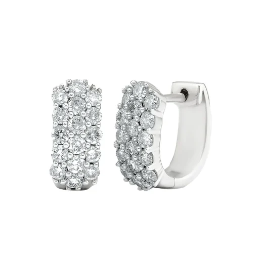 1 Ct. Tw. Diamond Hoop Earrings In 14K White Gold