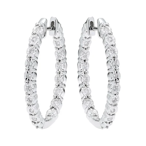 1/4 Ct. Tw. Diamond Hoop Earrings In