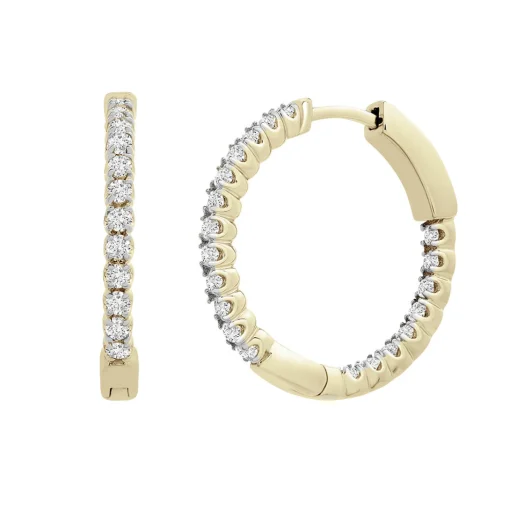 1 Ct. Tw. Diamond Hoop Earrings In 14K Gold