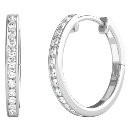1/4 Ct. Tw. Diamond Hoop Earrings In 10K White Gold