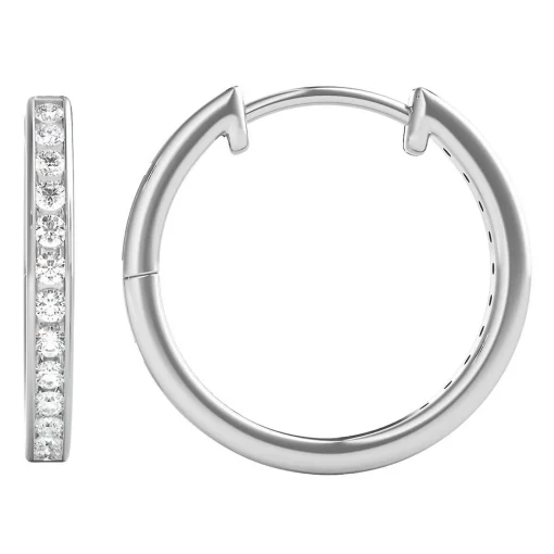 1/4 Ct. Tw. Diamond Hoop Earrings In 10K White Gold