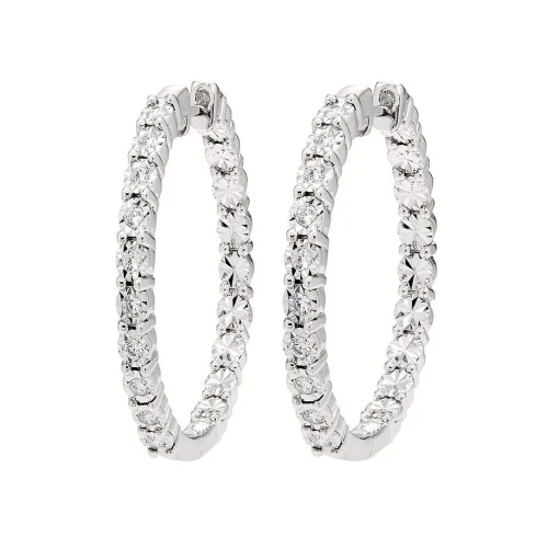 1/2 Ct. Tw. Diamond Illusion Hoop Earrings In