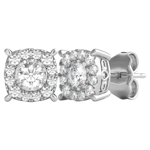 1/2 Ct. Tw. Diamond Illusion Halo Stud Earrings In