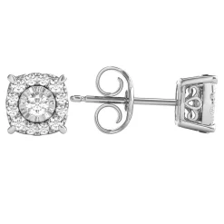 1/4 Ct. Tw. Diamond Illusion Halo Stud Earrings In