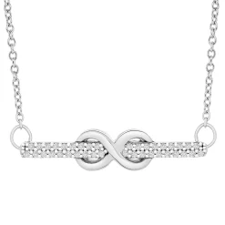 1/10 Ct. Tw. Diamond Infinity Bar Necklace In Sterling Silver