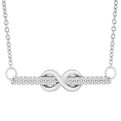 1/10 Ct. Tw. Diamond Infinity Bar Necklace In Sterling Silver