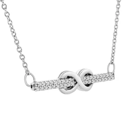 1/10 Ct. Tw. Diamond Infinity Bar Necklace In Sterling Silver