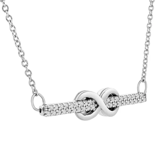 1/10 Ct. Tw. Diamond Infinity Bar Necklace In Sterling Silver