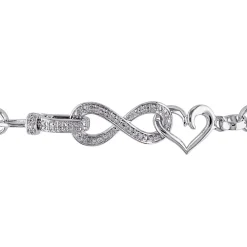1/10 Ct. Tw. Diamond Infinity Heart Bracelet In Sterling Silver