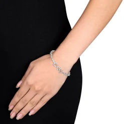 1/10 Ct. Tw. Diamond Infinity Heart Bracelet In Sterling Silver