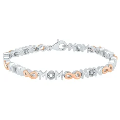 1/10 Ct. Tw. Diamond Infinity Mom Bracelet In Sterling Silver & 10K Rose Gold