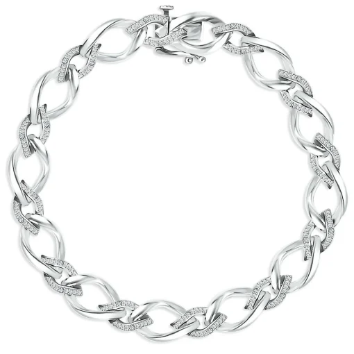 1/10 Ct. Tw. Diamond Link Bracelet In Sterling Silver