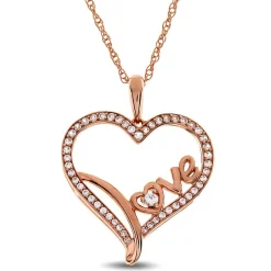 1/4 Ct. Tw. Diamond "Love" Heart Pendant In 10K Rose Gold