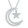 1/5 Ct. Tw. Diamond Moon & Star Pendant In Sterling Silver