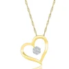 1/10 Ct. Tw. Diamond Round Cluster Heart Pendant In 10K Yellow Gold