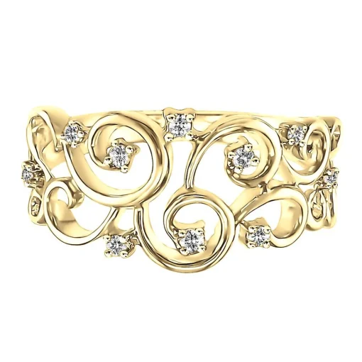 1/10 Ct. Tw. Diamond Swirl Ring In 10K Yellow Gold