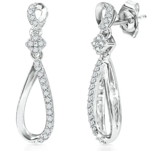 1/8 Ct. Tw. Diamond Teardrop Earrings In Sterling Silver