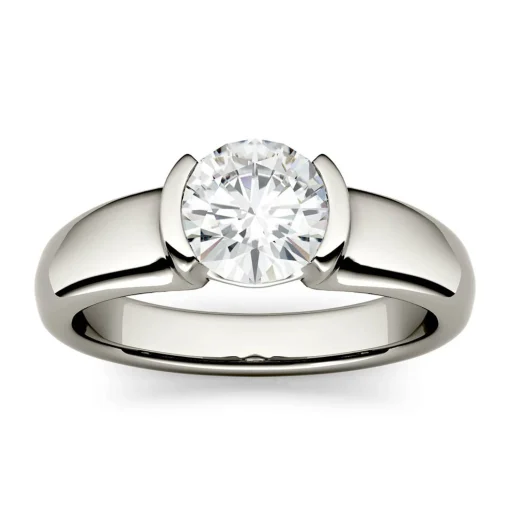 1 Ct. Tw. Lab Created Moissanite Ring In 14K White Gold