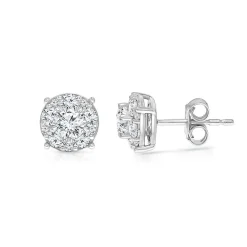 1 1/2 Ct. Tw. Lab Grown Diamond Halo Stud Earrings In