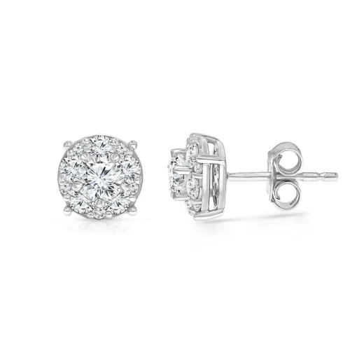1 1/2 Ct. Tw. Lab Grown Diamond Halo Stud Earrings In