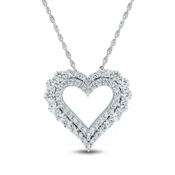 1 1/4 Ct. Tw. Lab Grown Diamond Heart Pendant In 14K White Gold