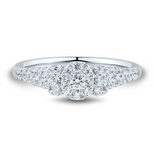 1/2 Ct. Tw. Lab Grown Diamond Halo Promise Ring In 14K White Gold