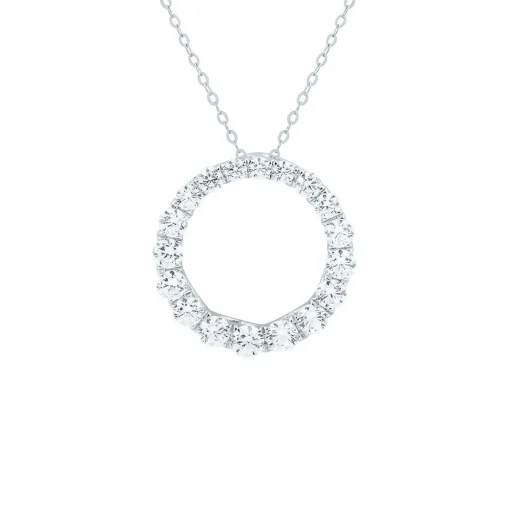 1 Ct. Tw. Lab Grown Diamond Circle Pendant In 14K White Gold