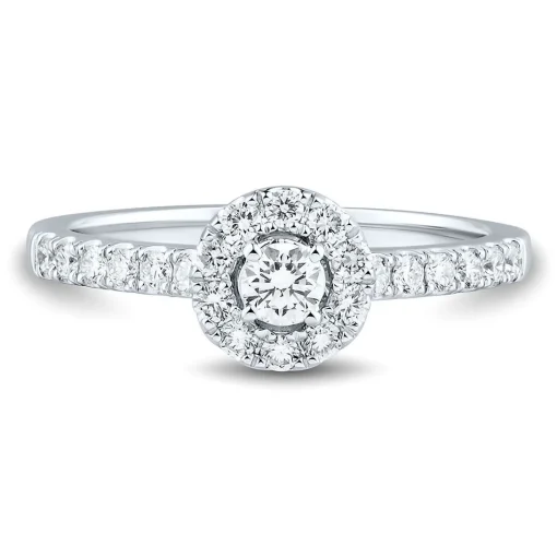 1/2 Ct. Tw. Lab Grown Diamond Halo Ring In 14K White Gold
